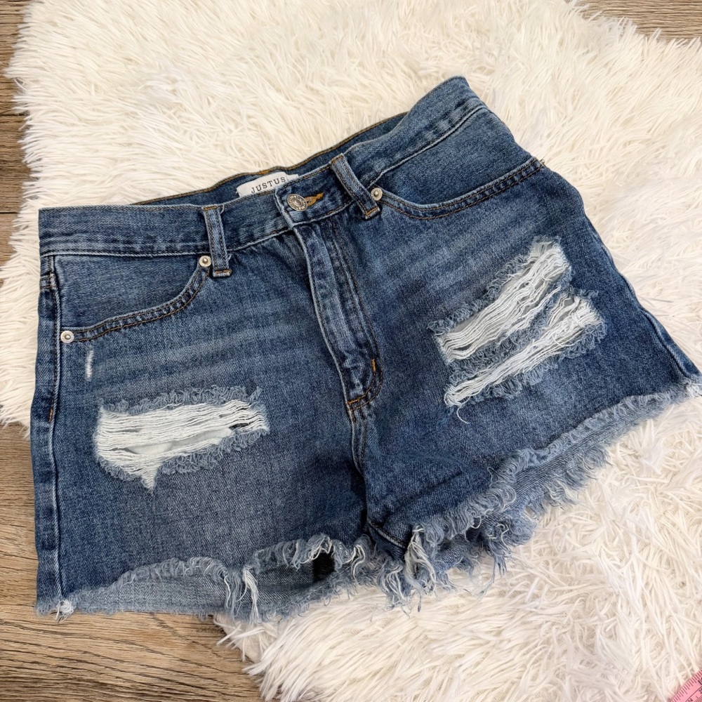Just USA Distressed Denim Cutoff Shorts Jean Medium Festival Summer Americana
